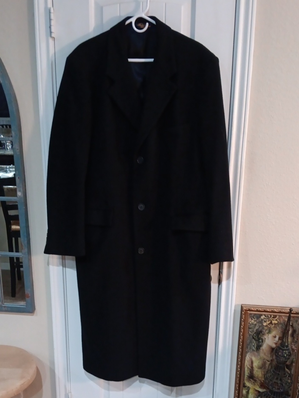 VTG Brooks Brothers Charcoal Wool Overcoat 40L Made in USA Full Length Top Coat